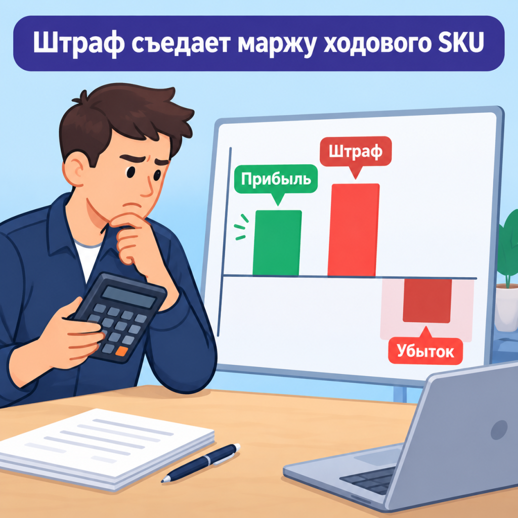 Штраф за просрочку в юнит-экономике: прибыль уходит в минус График юнит-экономики SKU, где штраф за просрочку съедает прибыль